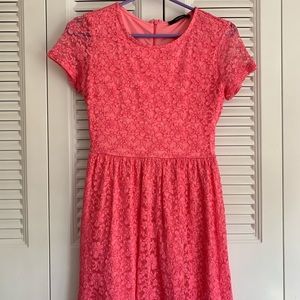 pink floral lace dress